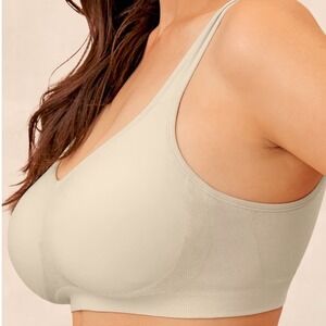trukind Daily Comfort Wirefree Shaper Bra XL Nude Seamless Support Full Coverage